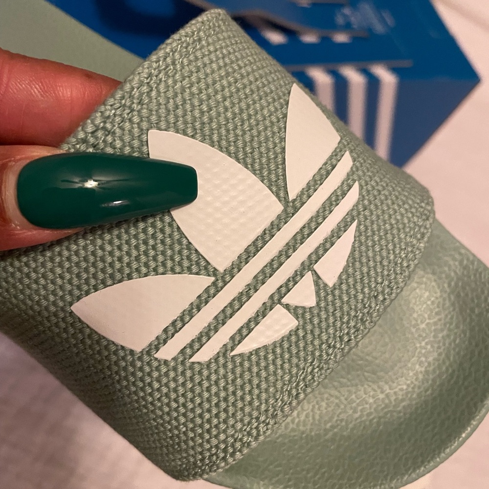 BNWT Adilette Adidas Women’s Slides Hazy Green